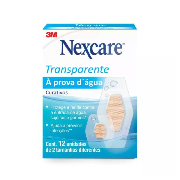 Imagem de Curativos A Prova D'agua Transparente 2 Tamanhos Diferentes 12 Unidades Nexcare