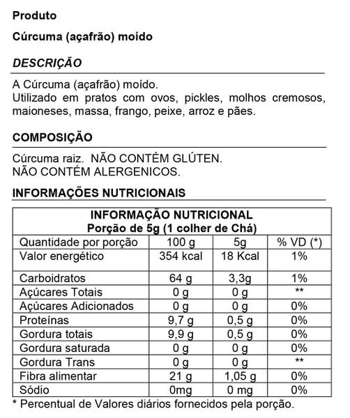 Imagem de Cúrcuma (açafrão) Pó 100% Pura 1kg