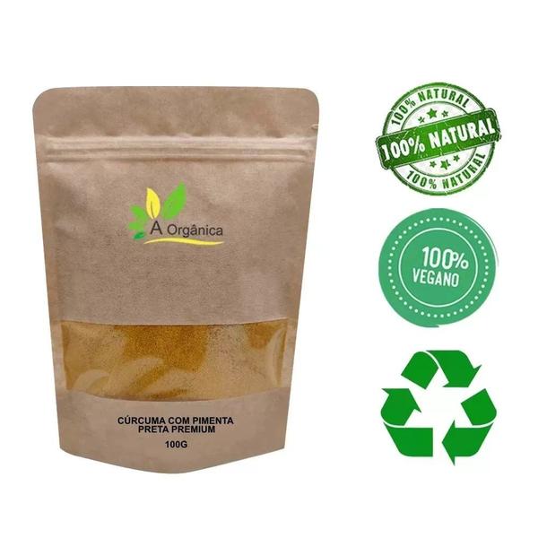 Cúrcuma Com Pimenta Preta em Pó Premium 100g - A Orgânica Imagem de Cúrcuma Com Pimenta Preta em Pó Premium 100g