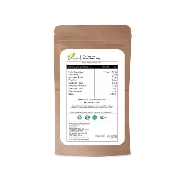 Cúrcuma Com Pimenta Preta em Pó Premium 100g - A Orgânica Imagem de Cúrcuma Com Pimenta Preta em Pó Premium 100g