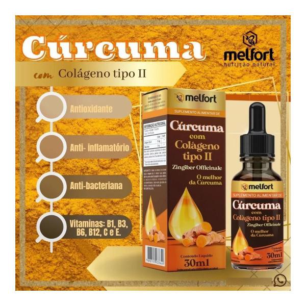 Imagem de Cúrcuma E Colágeno Tipo 2 Melfort Com 30 Ml Kit 3 Unidades