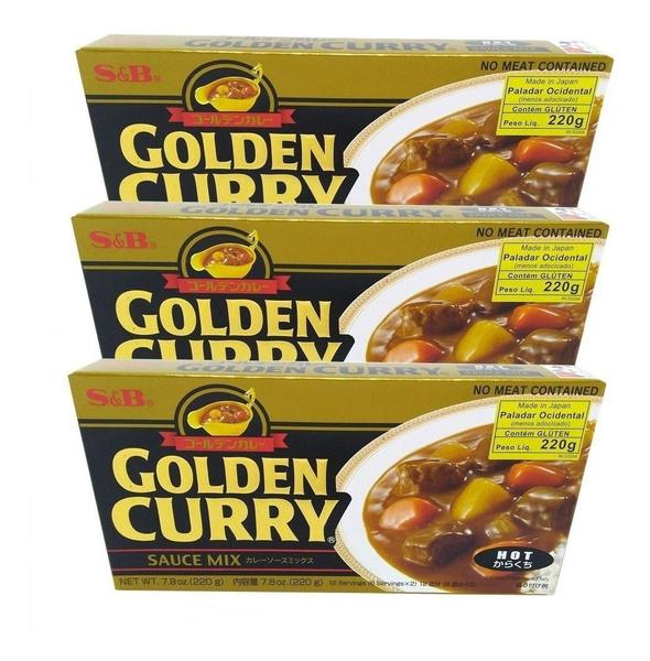 Imagem de Curry Golden S&b Karakuchi Forte 220g (Kit com 3)