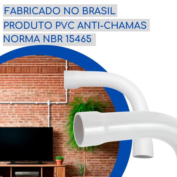 Imagem de Curva Com Bolsa 90º Condulete Lisa 3/4 Pvc Branco 5 peças