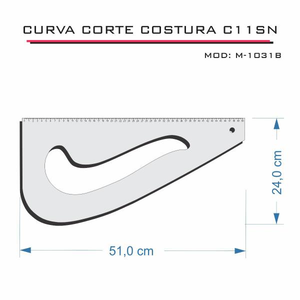 Imagem de Curva Corte Costura Modelagem C11SN 1031 Regua Acrílic Fenix
