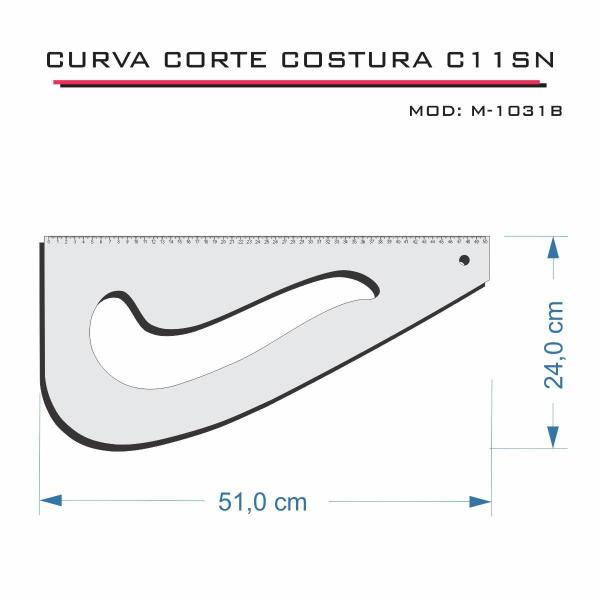 Imagem de Curva Corte Costura Modelagem C11Sn 1031 Regua Acrílic Fenix