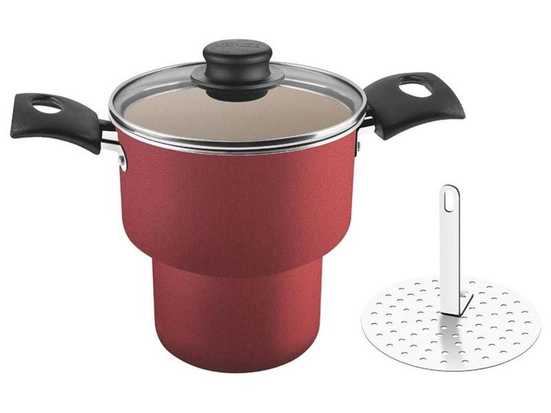 Imagem de Cuscuzeira 14cm 1.9l turim vermelho- aluminio com revestimento antiaderente tramontina