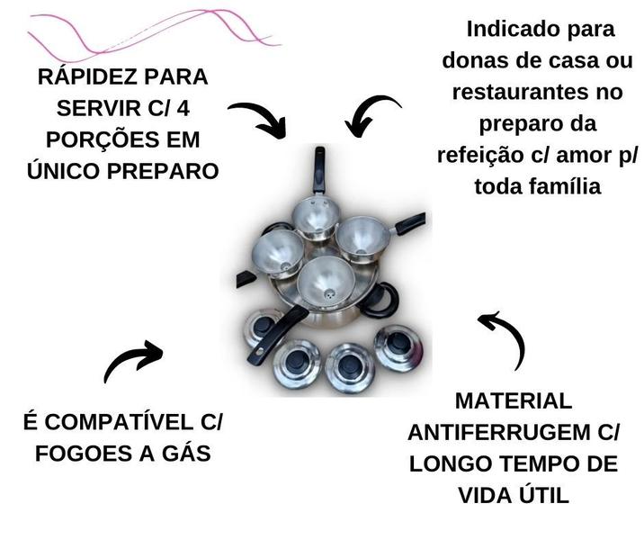 Imagem de Cuscuzeira Com 4 Panelinhas Drone Panelas Cuscuz