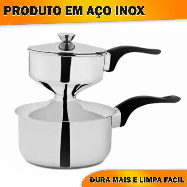 Imagem de Cuscuzeira Fogão Indução Aço Inox Panela Cuscuz Nordestina 9,5cm Fratelli