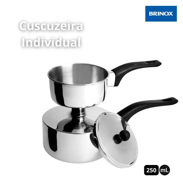 Imagem de Cuscuzeira Individual Aço Inox 250ml Panela p/ Cuscuz Brinox