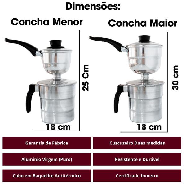 Imagem de Cuscuzeira Individual Prática Nordestina Duas Medidas Tetinha Peitinho de Moça 2 em 1 Alumínio Resistente Inmetro