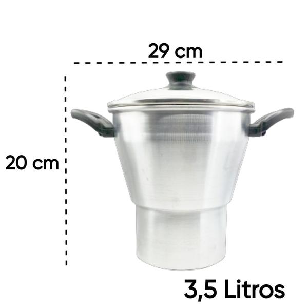 Imagem de Cuscuzeira Legumeira Alumínio Panela A Vapor Grande 3,5L