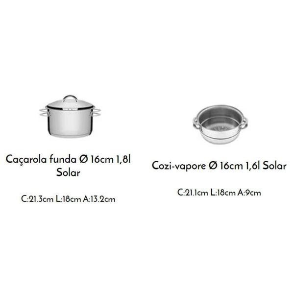 Imagem de Cuscuzeira Tramontina Solar em Aço Inox Fundo Triplo com Alças 2 peças 16 cm 65500300