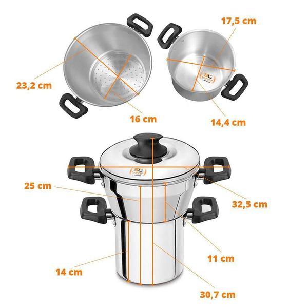 Imagem de Cuscuzeiro Cuscuzeira 2,9L Multi-Função Doméstica