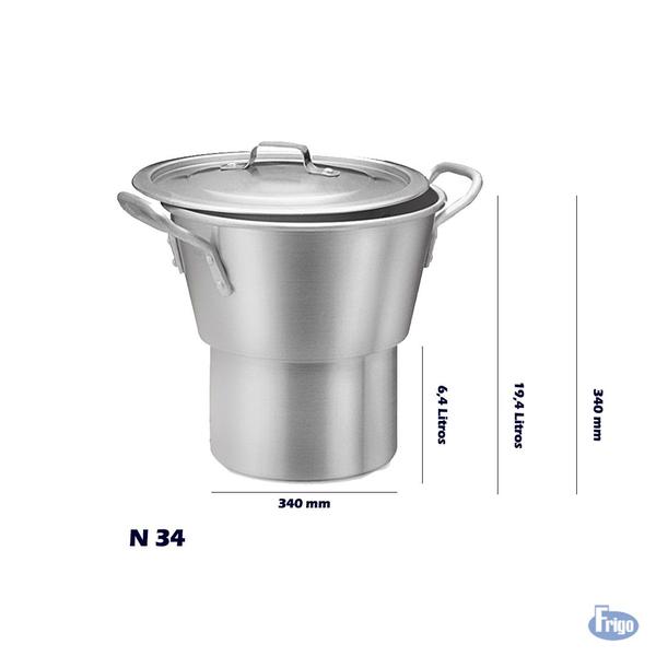 Imagem de Cuscuzeiro de Alumínio Industrial com Base e Tampa 6,4 Litros n34 ABC