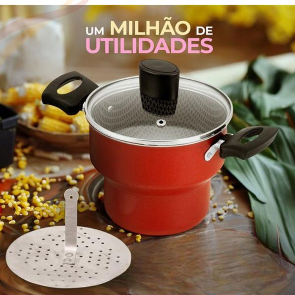 Imagem de Cuscuzeiro enjoy 14 c/ tp vidro aa vermelho