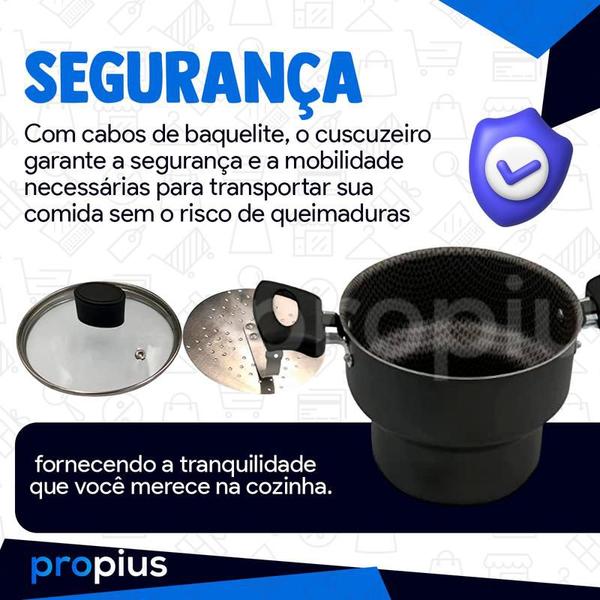 Imagem de Cuscuzeiro Enjoy Com Tampa De Vidro 14cm Alumínio Teflon Com Alça Baquelite Cuscuz Pequeno Panela