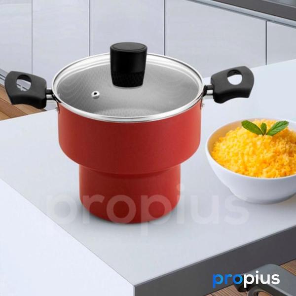 Imagem de Cuscuzeiro Enjoy Revestimento Andiaderente Com Tampa De Vidro Alumínio Teflon Baquelite Cuscuz Cozinha Alimento Pequeno