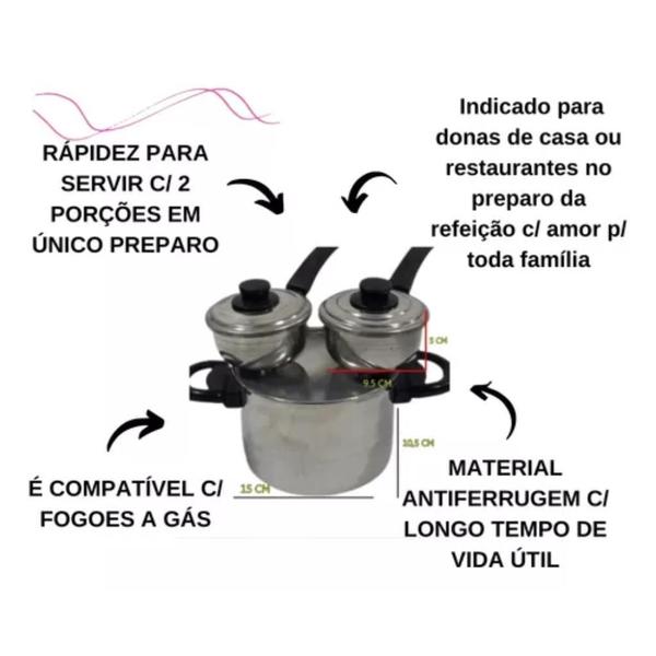 Imagem de Cuscuzeiro Nordestino Porção Para Duas Pessoas em Alumínio Resistente Para Sua Cozinha Cuscuzeira Drone