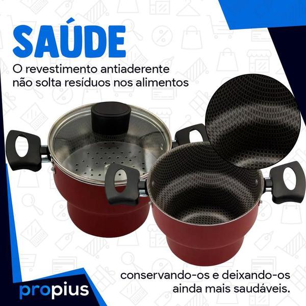 Imagem de Cuscuzeiro Revestimento Andiaderente Individual Alumínio Teflon Com Alça Cuscuz Cozinha Alimento Pequeno Panela