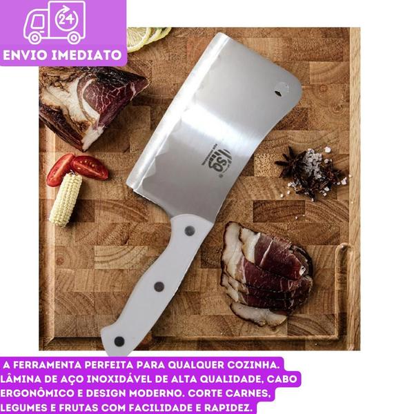 Imagem de Cutelo 30cm Corte Inox Peixe Cortes Carne Churrasco Cabo Ergonômico