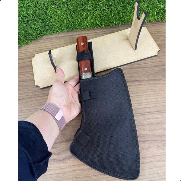 Cutelo Profissional Linha Damasco Com bainha Cortar Ossos Carne e Suporte Mdf SQ - Acesso Imagem de Cutelo Profissional Linha Damasco Com bainha Cortar Ossos Carne e Suporte Mdf SQ