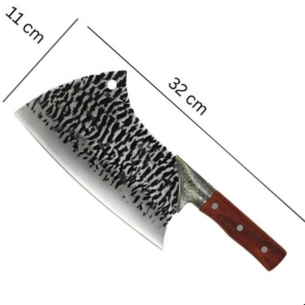 Cutelo Profissional Linha Damasco Com bainha Cortar Ossos Carne e Suporte Mdf SQ - Acesso Imagem de Cutelo Profissional Linha Damasco Com bainha Cortar Ossos Carne e Suporte Mdf SQ