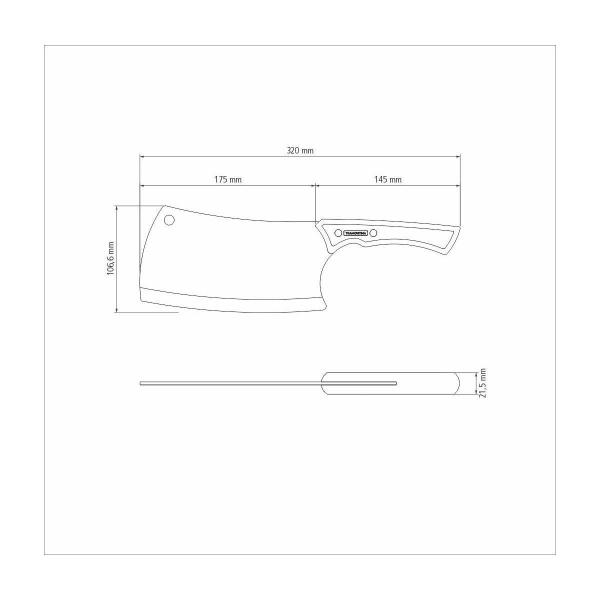 Imagem de Cutelo Tramontina Churrasco Black Inox Cabo Madeira 7 "