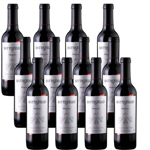 Imagem de Cx 12 Vinho Tinto Seco Merlot Battistello 375ml