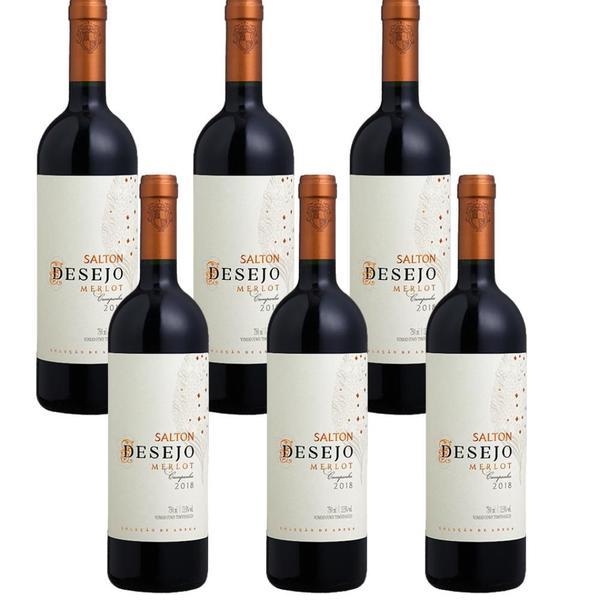 Imagem de Cx 6 vinho salton desejo merlot tinto seco 750 ml