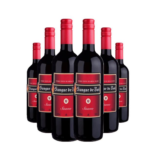 Imagem de CX 6 Vinho Sangue de Boi Tinto Suave Serra Gaúcha 750 ml