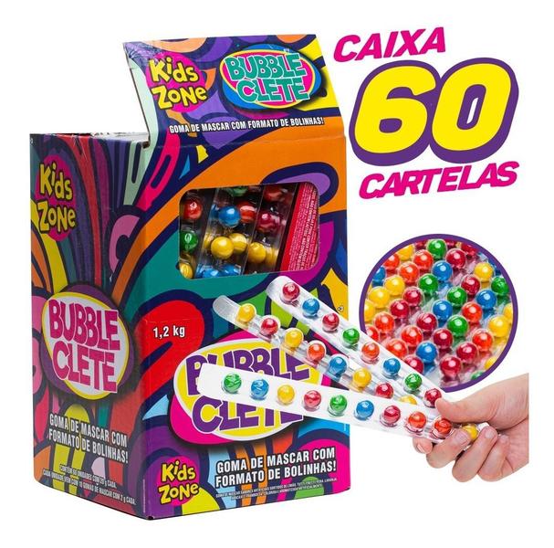 Imagem de Cx 60x Cartela Bubble Clete Goma De Mascar Chiclete Delicia Guloseimas