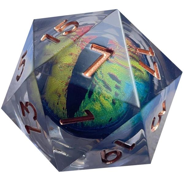 Imagem de D20 Conjunto De Dados Ocular De Fluxo Líquido Poliédrico Borda Afiada Para DND Pathfinder Role