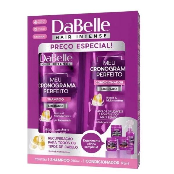 Imagem de Dabelle Kit Shampoo Adstringente 250ml + Condicionador Biotina 200ml Meu Cronograma Perfeito Multivitaminas Alinhamento Desembaraço 