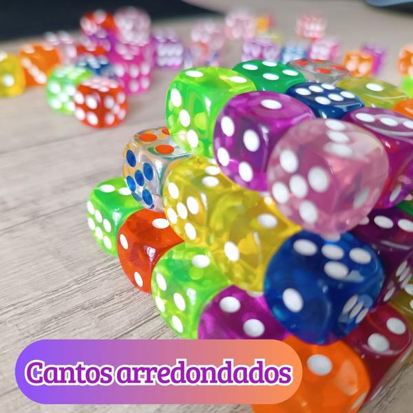 Imagem de Dados Coloridos De 6 Lados Kit Com 50 Peças 14 Mm