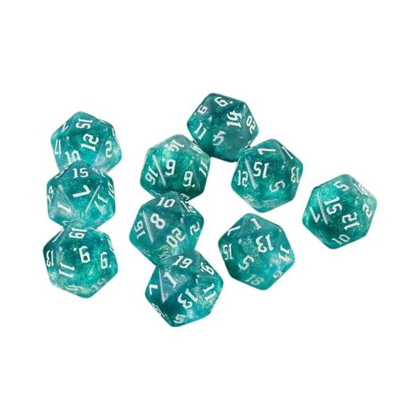 Imagem de Dados Poliédricos D20 com Glitter - 20 Lados e Cores Mistas para Jogos de Mesa