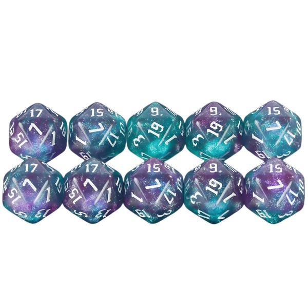 Imagem de Dados Poliédricos D20 com Glitter - 20 Lados e Cores Mistas para Jogos de Mesa