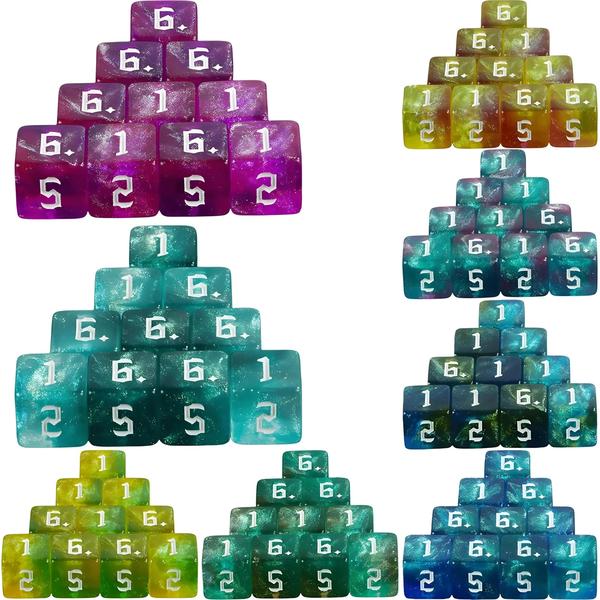 Imagem de Dados Poliedricos D6 com Glitter - Conjunto para Jogos de Mesa e Ensino de Matemática