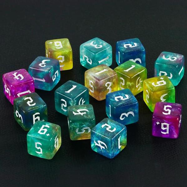 Imagem de Dados Poliedricos D6 com Glitter - Conjunto para Jogos de Mesa e Ensino de Matemática