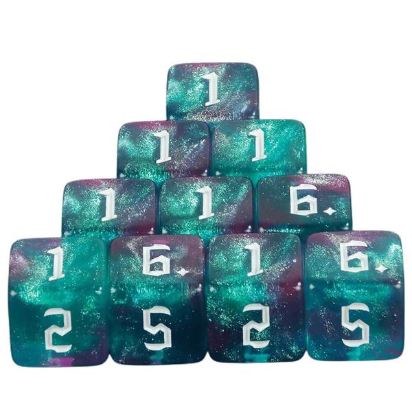 Imagem de Dados Poliedricos D6 com Glitter - Conjunto para Jogos de Mesa e Ensino de Matemática