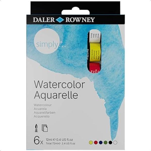 Imagem de Daler Rowney Simply Tinta Aquarela Bisnagas de 12ml 6 Cores