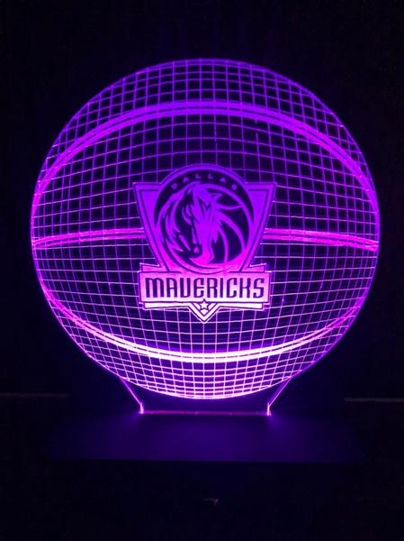 Imagem de Dallas Mavericks, Basquete, Luminária Led 16 Cores, Decoração