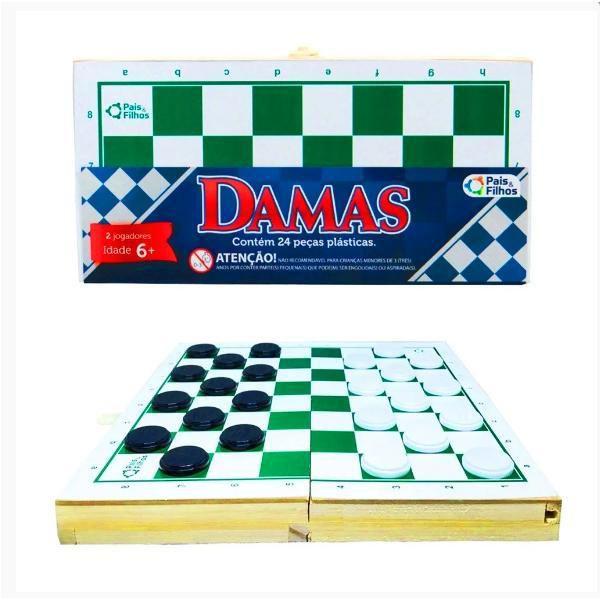 Dama Tabuleiro De Madeira 26x26cm Pais e Filhos 24 Peças Imagem de Dama Tabuleiro De Madeira 26x26cm Pais e Filhos 24 Peças