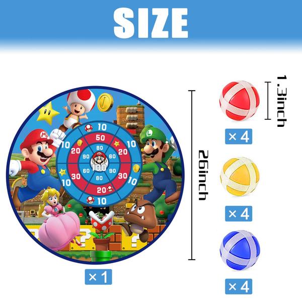 Imagem de Dart Board YOPENMOUNE Mario Party de 26 polegadas com 12 bolas adesivas