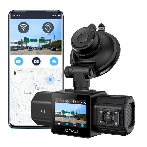 Imagem de Dash Cam COOAU D20 Dual 2.5K+1080P GPS frontal e interno WiFi