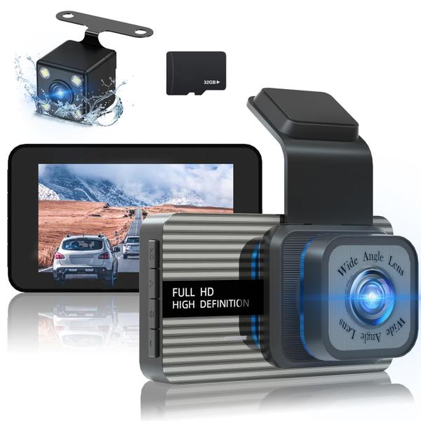 Imagem de Dash Cam GUNCENG 4K frontal e traseira 170 de ângulo amplo +32 GB