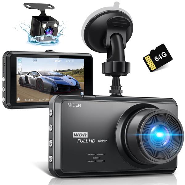 Imagem de Dash Cam Miden S7 2.5K frontal e traseira 1600P+1080P FHD