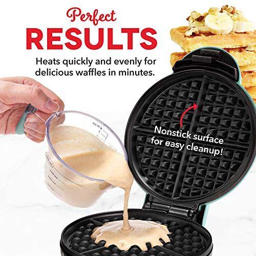 Imagem de Dash DEWM8100AQ Express 8" Waffle Maker Machine for Individual Servings, Paninis, Hash Browns + outros no go Breakfast, Lunch, or Snacks, com Fácil Limpeza, Lados Antiaderente, Aqua