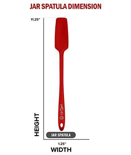 Imagem de  de espátula de pote de silicone Raspador de borracha antiaderente resistente ao calor de 600F  Perfeito para Frascos, Smoothies, Liquidificadores  Um Pedaço Utensílios  Panelas de cozinha duráveis (Espátulas Profissionais UpGood, Vermelho)