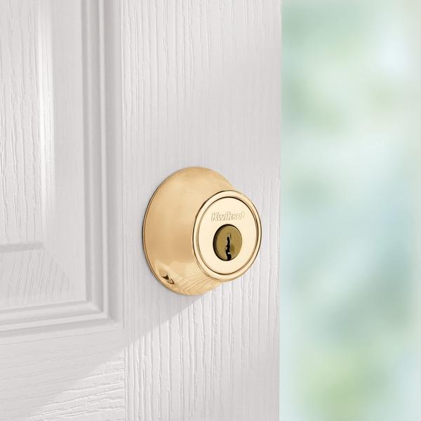 Imagem de Deadbolt Lock Kwikset 660 em latão polido SmartKey Security