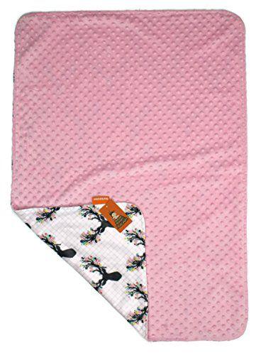 Imagem de Dear Baby Gear Soft Floral Baby Blanket with Antlers - Baby Girl Blanket, Minky Blanket - Colcha de berço quente e cobertor infantil - Cobertores infantis para meninas, cobertores de bebê rosa - Rosa rosa 40x30 polegadas